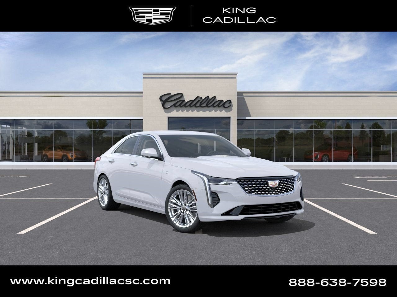 2026 Cadillac CT4 Premium Luxury in Summit White — front three-quarter view