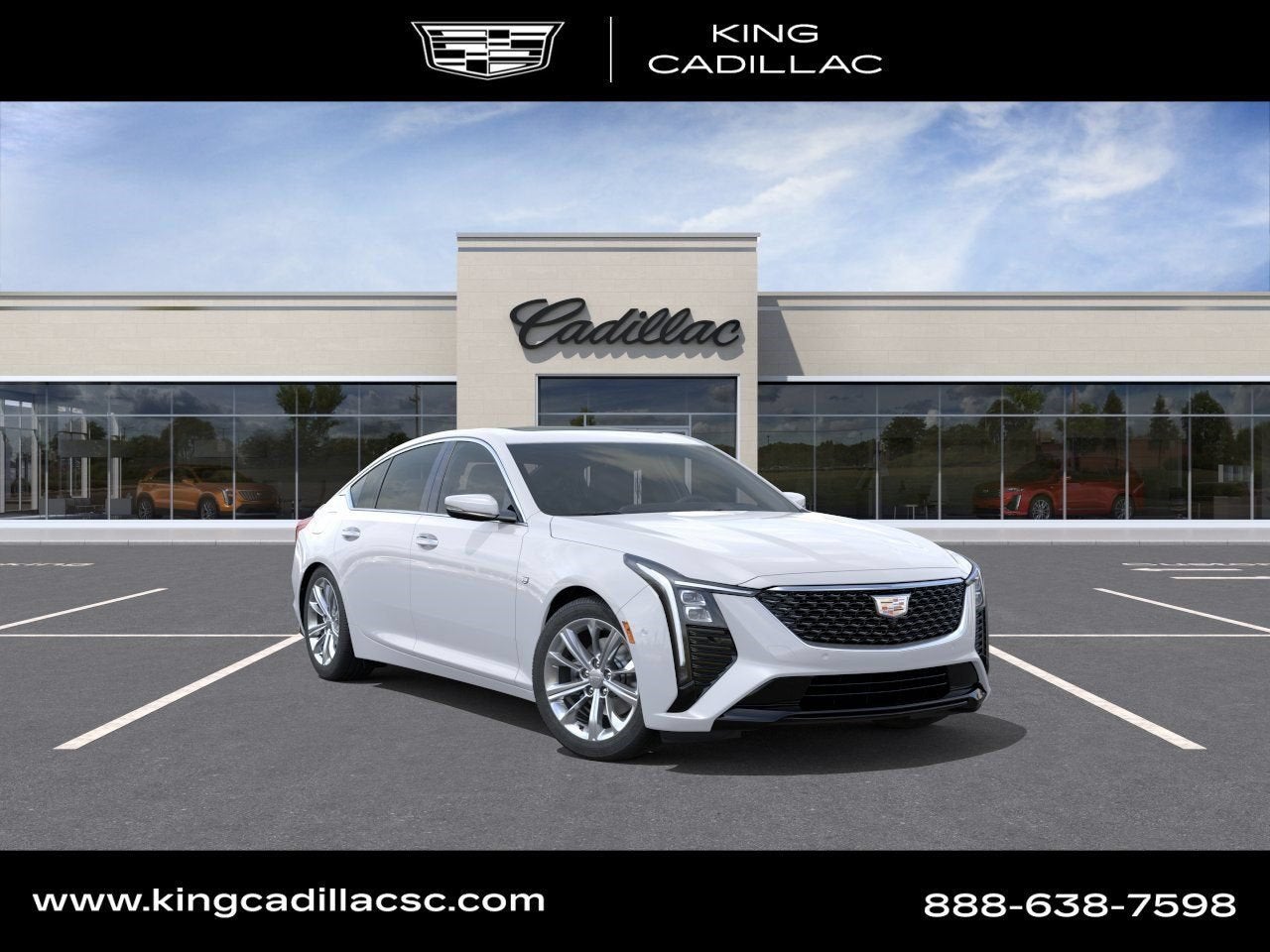 2026 Cadillac CT5 Premium Luxury in Summit White — front three-quarter view