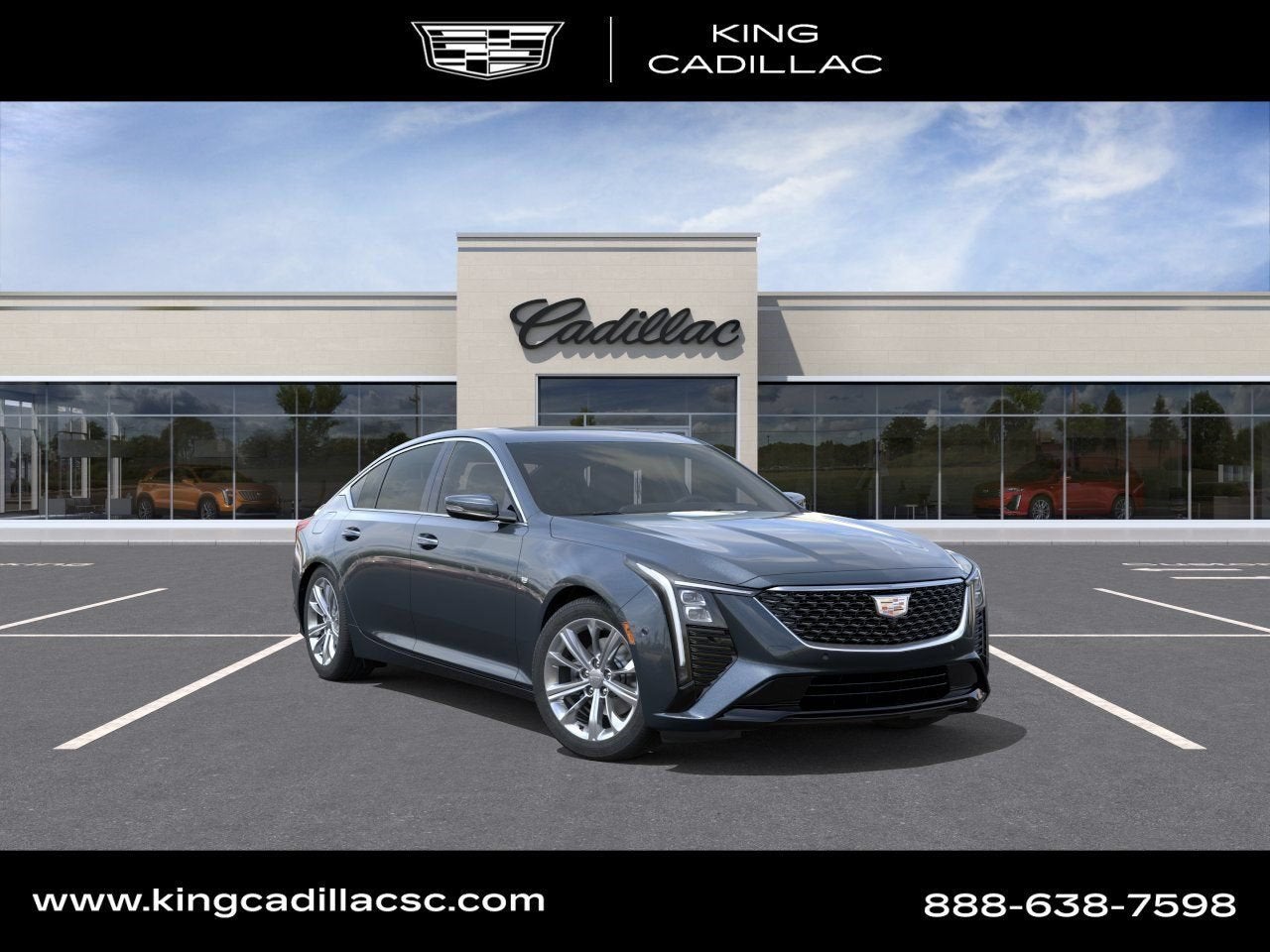 2026 Cadillac CT5 Premium Luxury in Deep Space Metallic — front three-quarter view