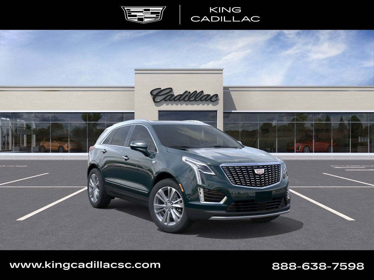 2026 Cadillac XT5 Premium Luxury in Emerald Lake Metallic — front three-quarter view