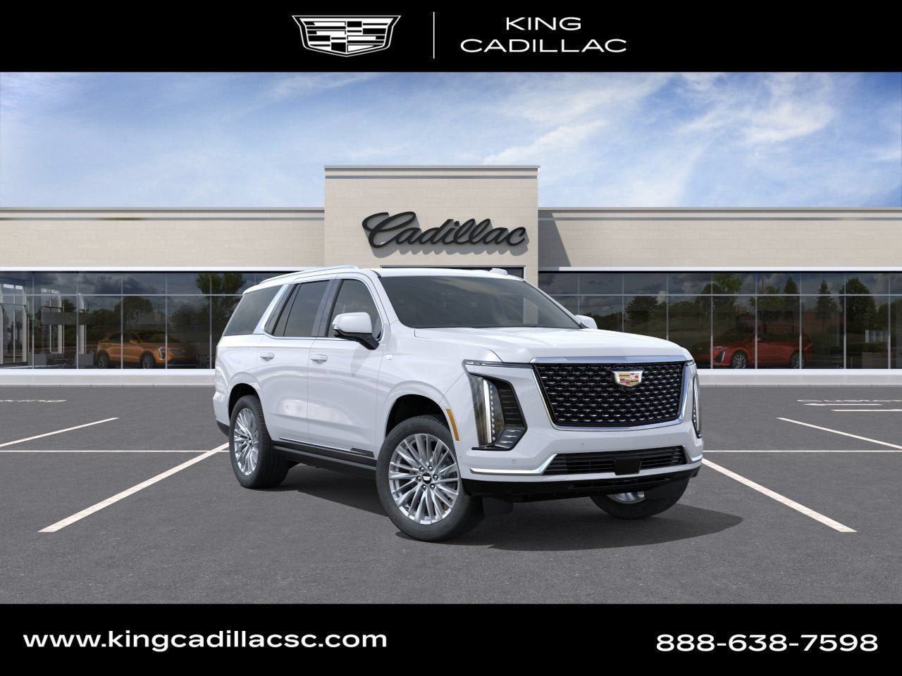 2026 Cadillac Escalade Luxury in Vibrant White Tricoat — front three-quarter view