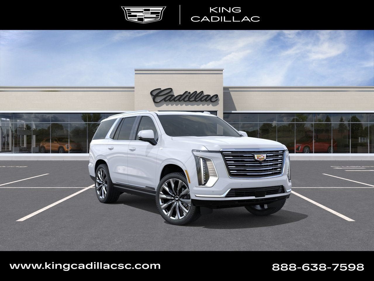 2026 Cadillac Escalade Platinum Luxury in Vibrant White Tricoat — front three-quarter view