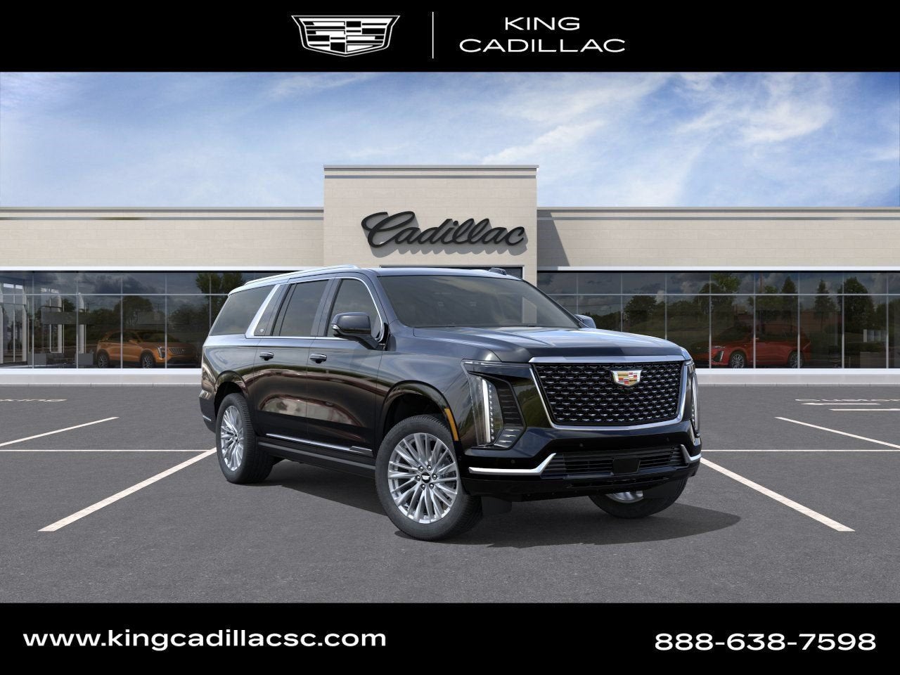 2026 Cadillac Escalade ESV Luxury in Black Raven — front three-quarter view