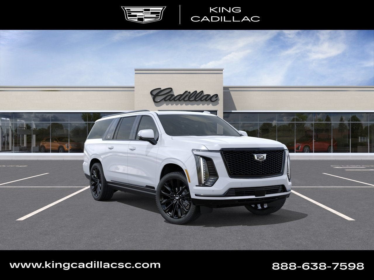 2026 Cadillac Escalade ESV Platinum Sport in Vibrant White Tricoat — front three-quarter view