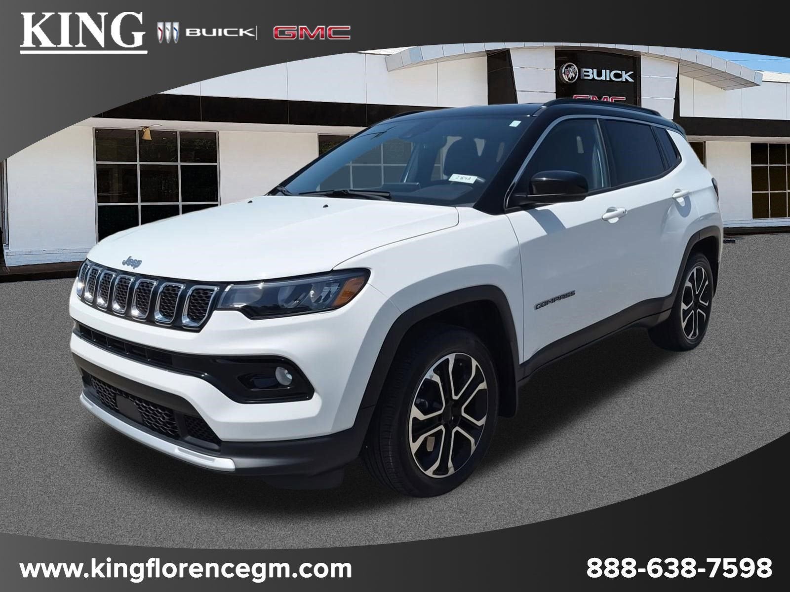 2023 Jeep Compass Limited 4x4 in White — front three-quarter view